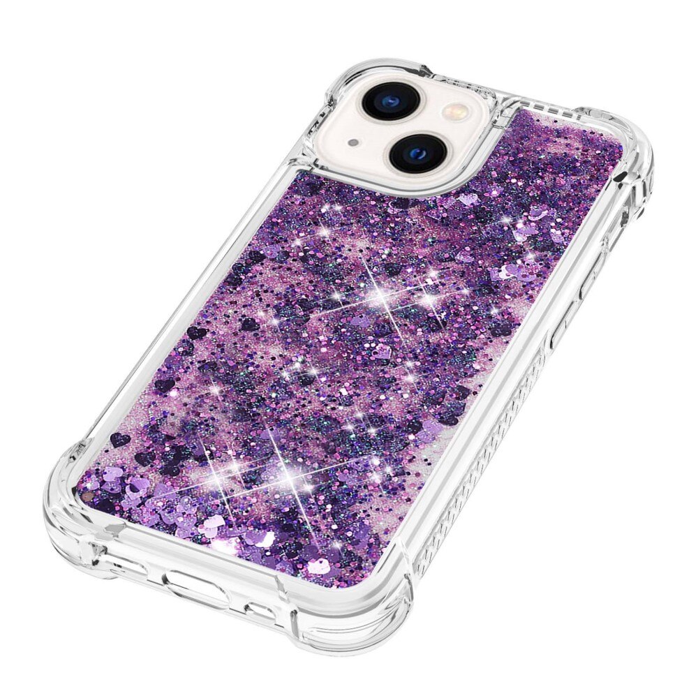 Glitter Powder TPU Skal iPhone 15 lila