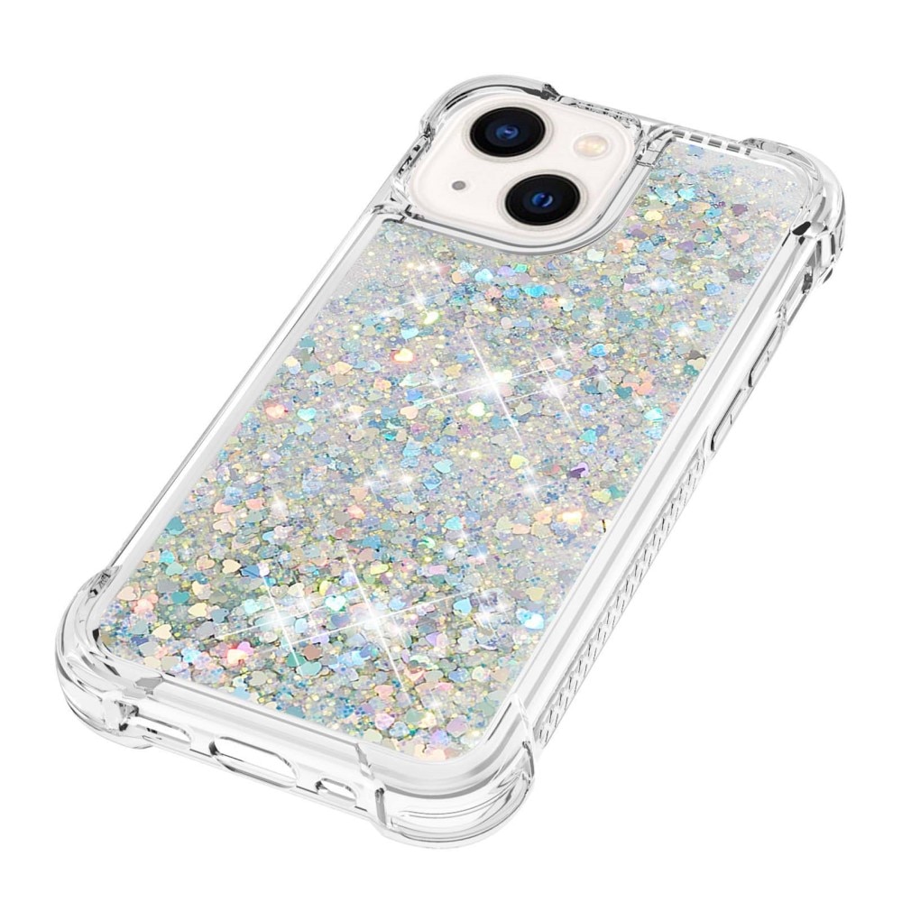 Glitter Powder TPU Skal iPhone 15 silver