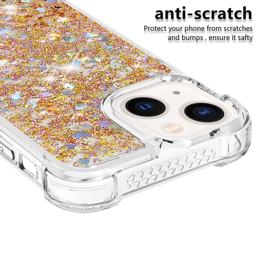 Glitter Powder TPU Skal iPhone 15 guld