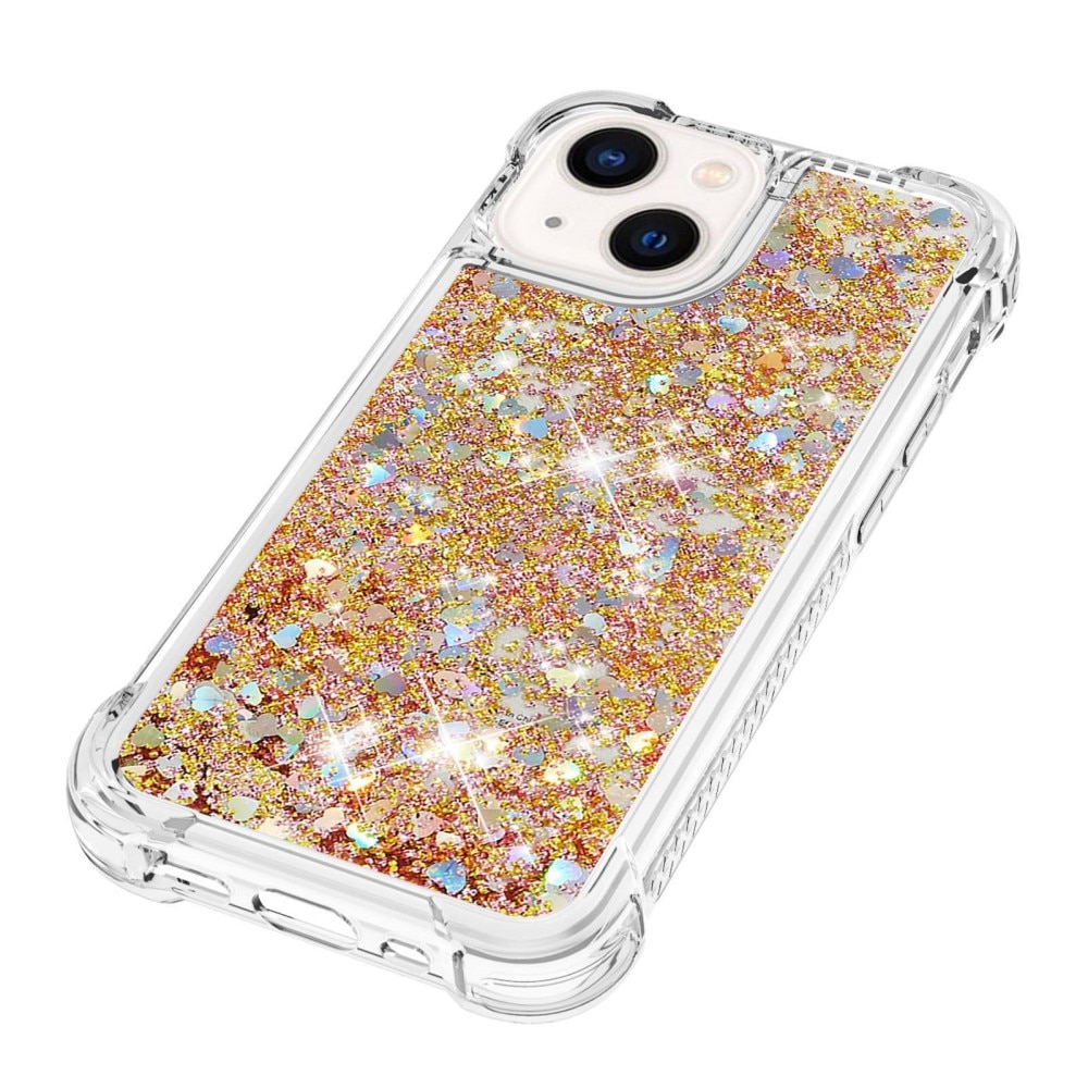 Glitter Powder TPU Skal iPhone 15 guld