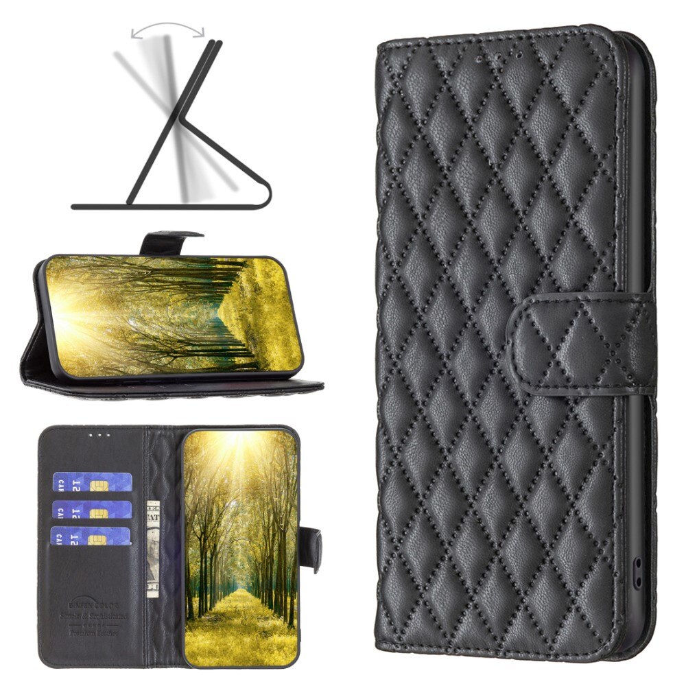 PlånboksfodraliPhone 15 Quilted svart