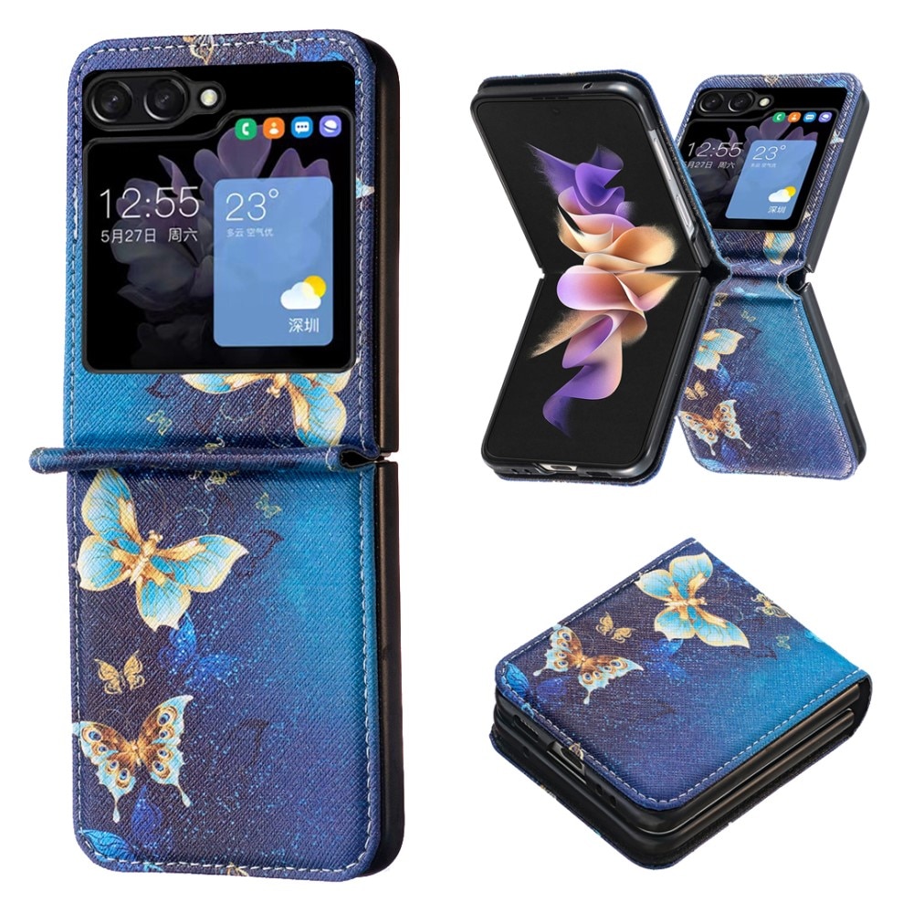 Läderskal Samsung Galaxy Z Flip 5 Blue Butterflies