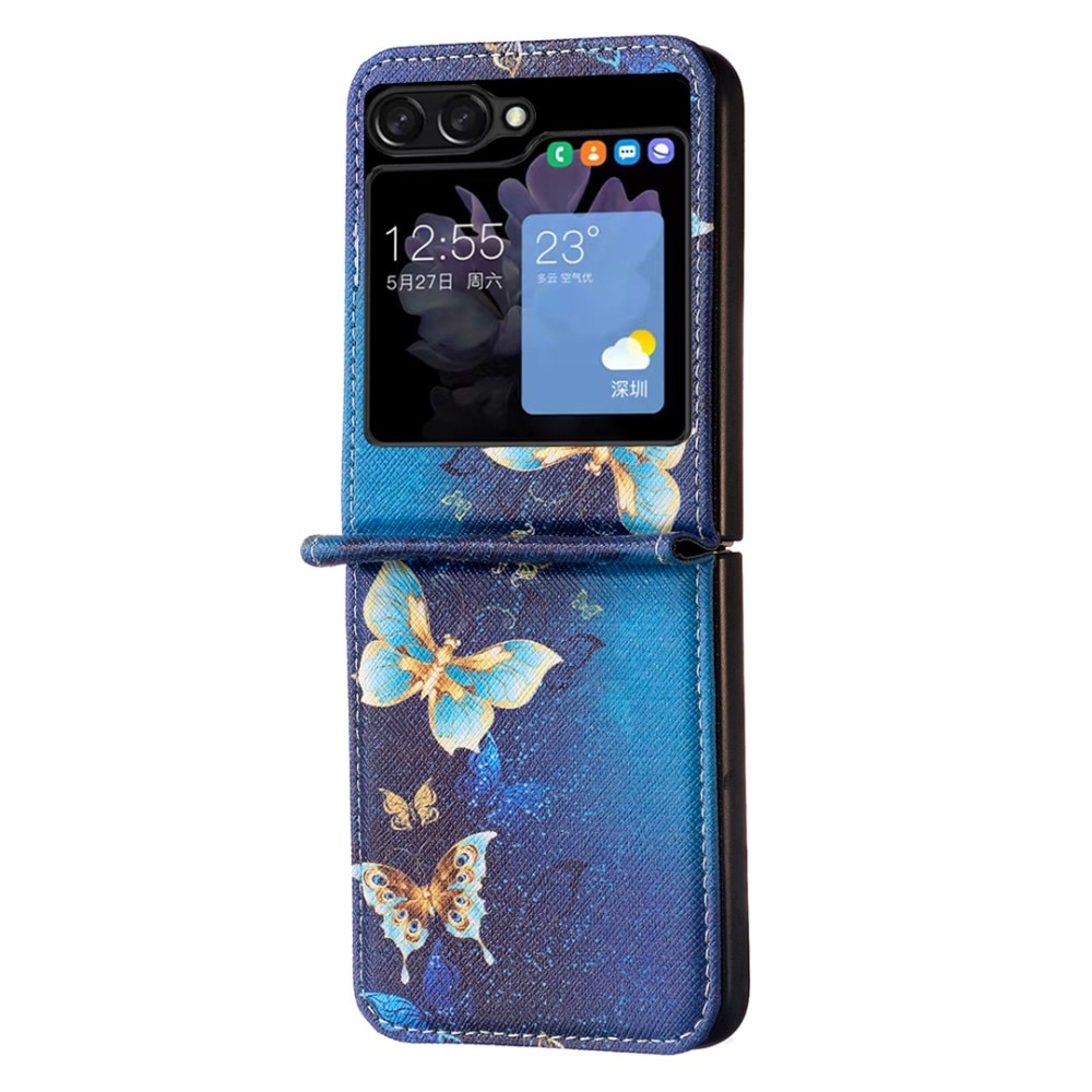 Läderskal Samsung Galaxy Z Flip 5 Blue Butterflies