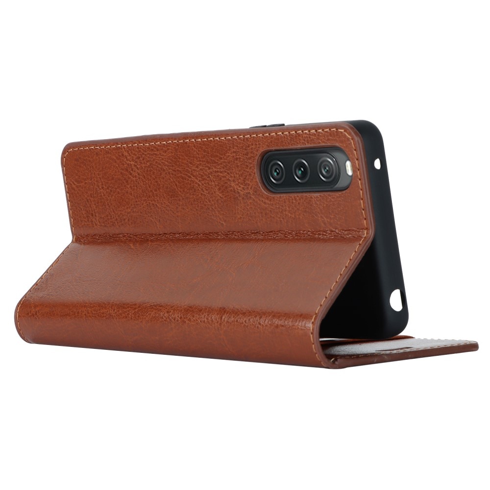 Mobilfodral Äkta Läder Sony Xperia 10 V Brun