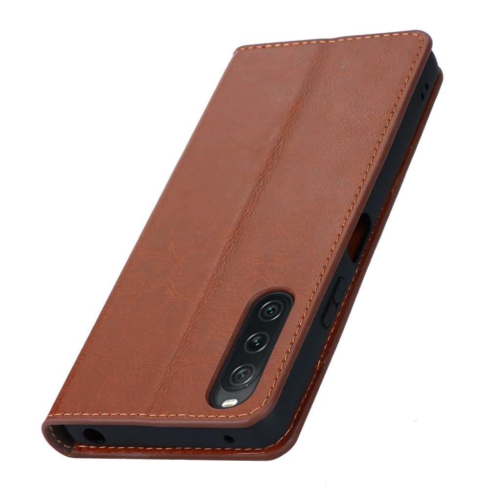 Mobilfodral Äkta Läder Sony Xperia 10 V Brun