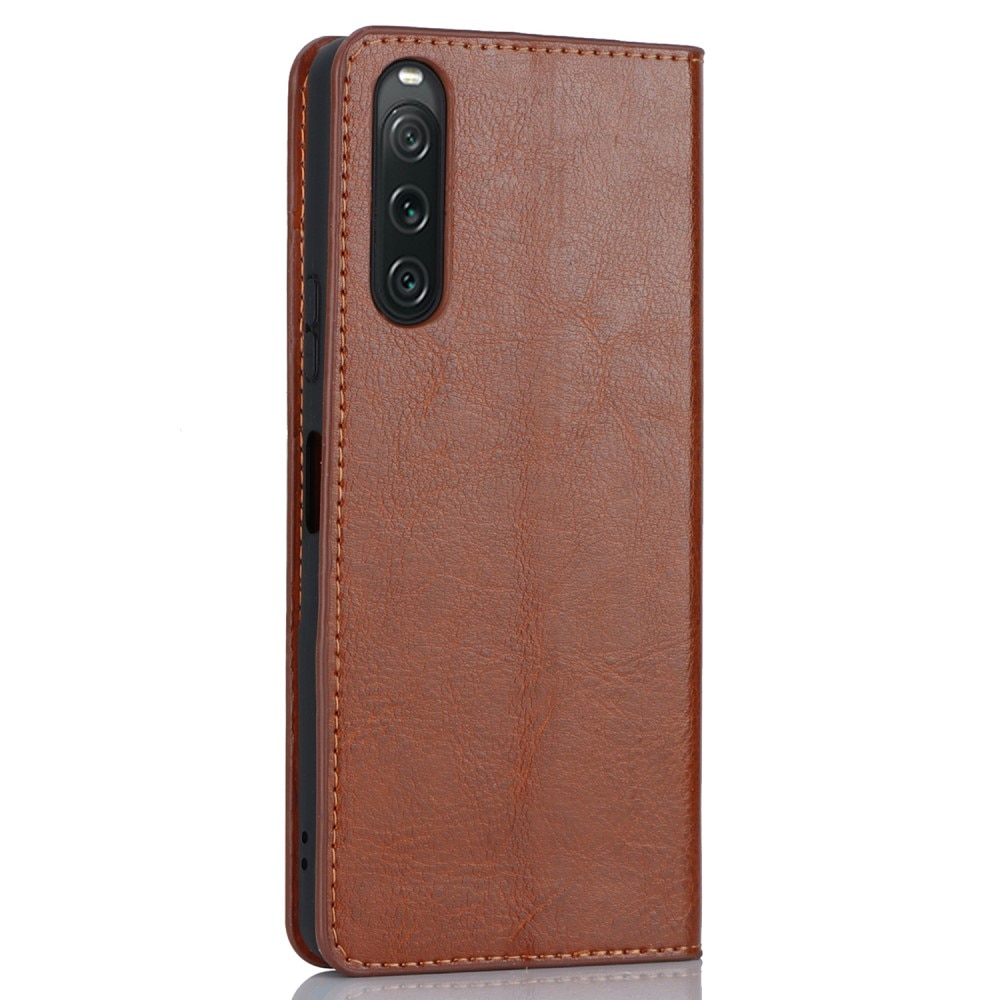 Mobilfodral Äkta Läder Sony Xperia 10 V Brun