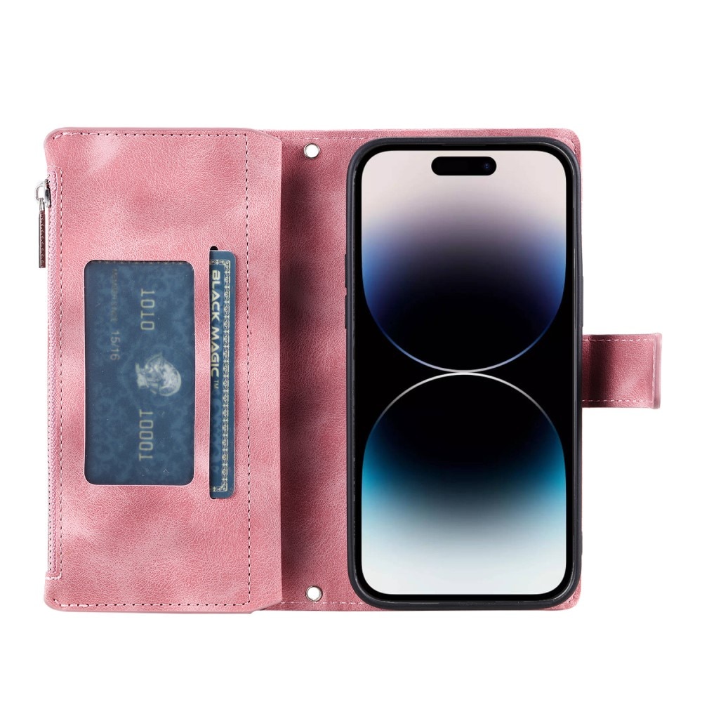Plånboksväska iPhone 15 Pro Mandala rosa