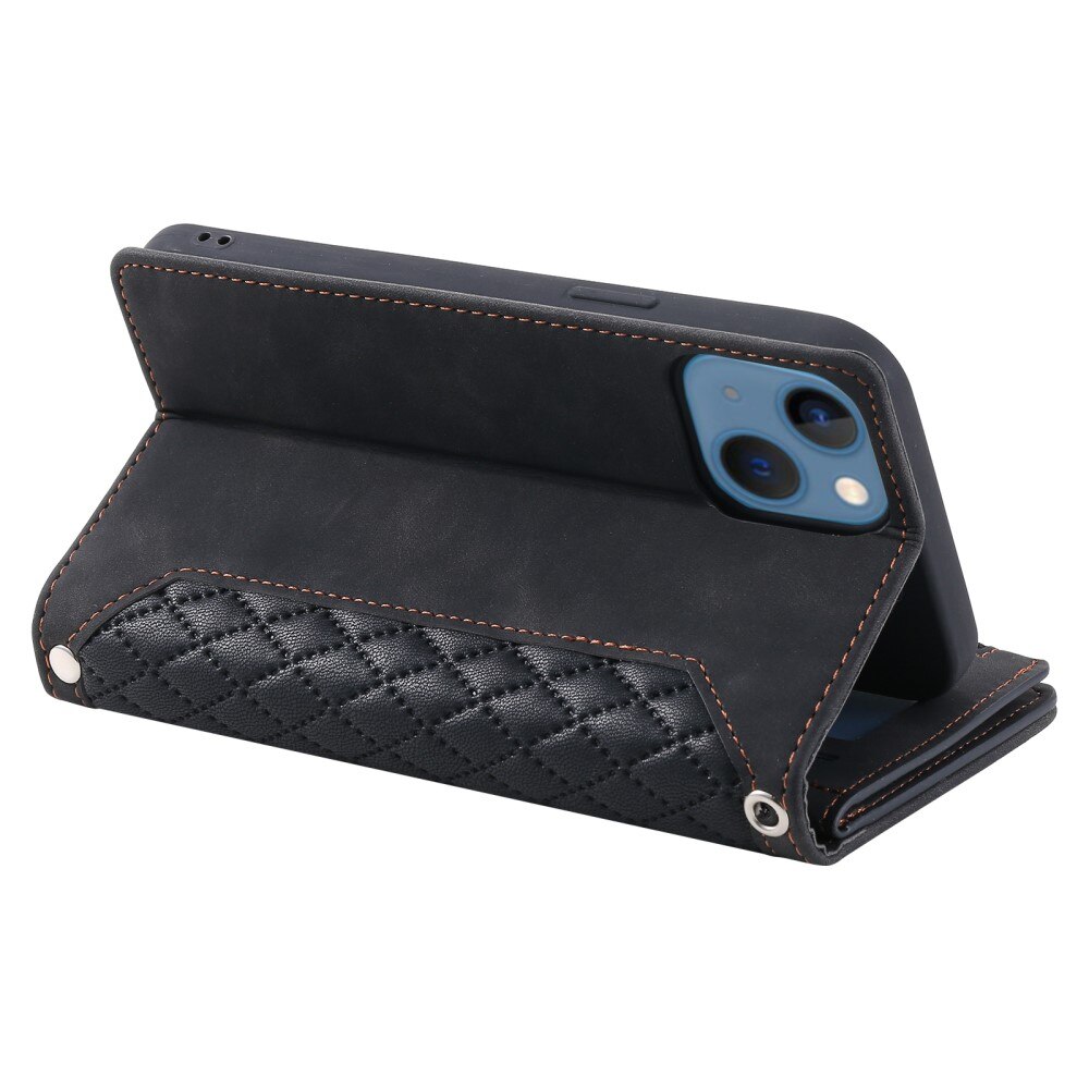 Plånboksväska iPhone 15 Quilted Svart