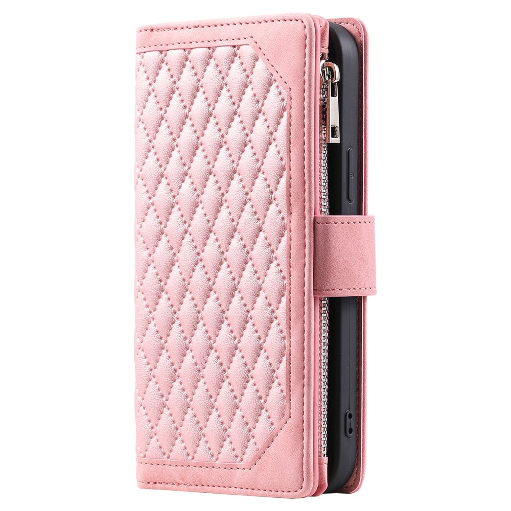 Plånboksväska iPhone 15 Quilted rosa