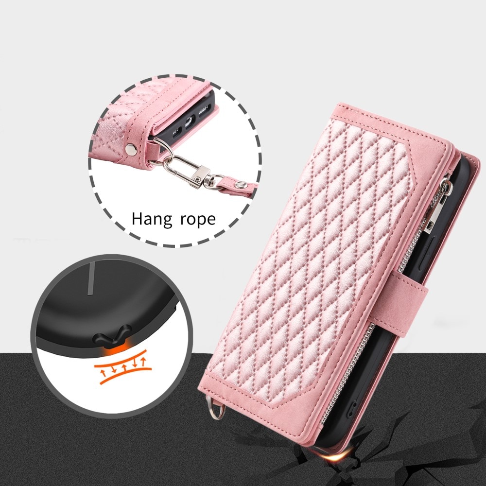 Plånboksväska iPhone 15 Quilted Rosa