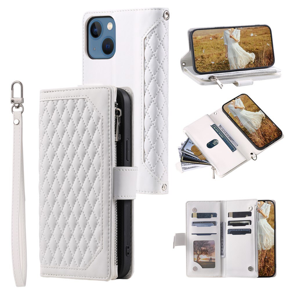 Plånboksväska iPhone 15 Quilted Vit