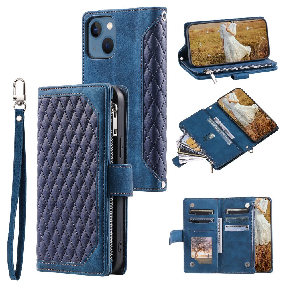 Plånboksväska iPhone 15 Plus Quilted Blå