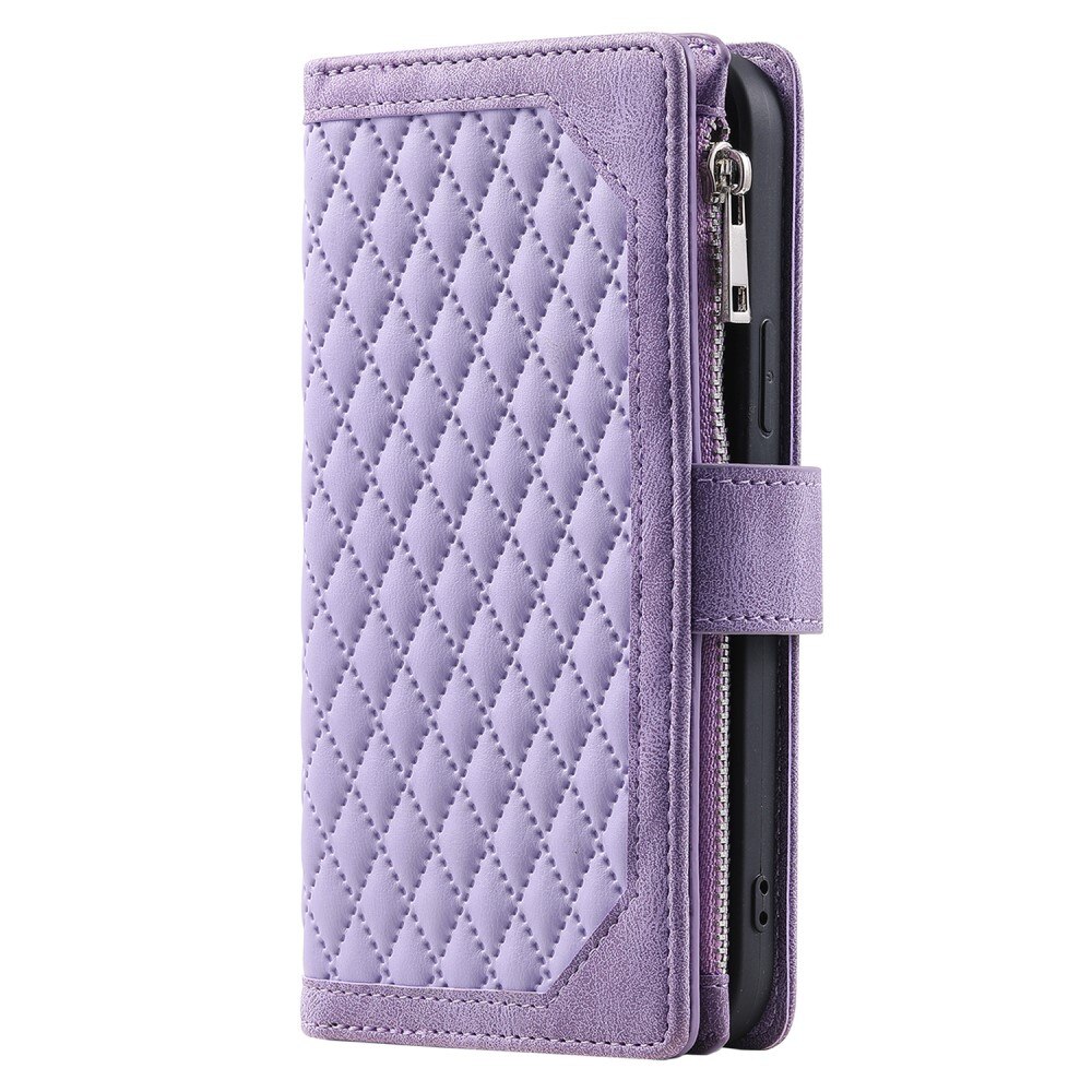 Plånboksväska iPhone 15 Plus Quilted Lila