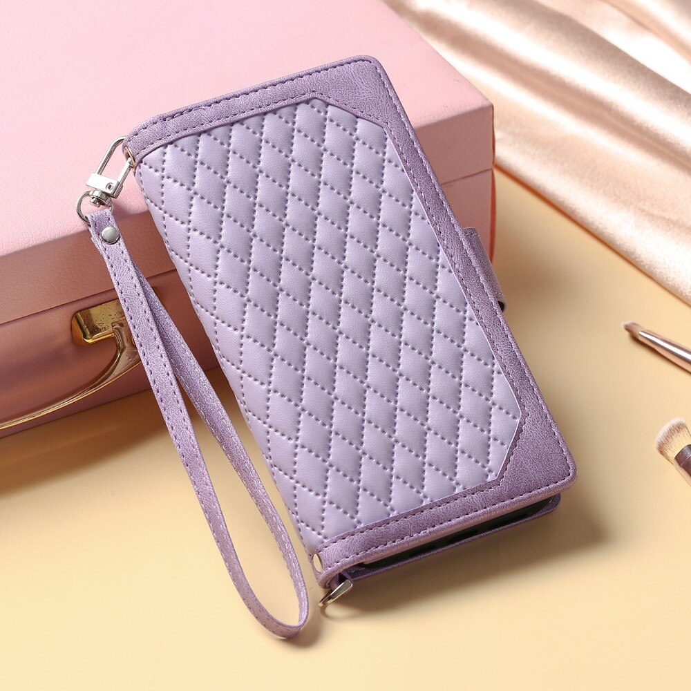 Plånboksväska iPhone 15 Plus Quilted Lila
