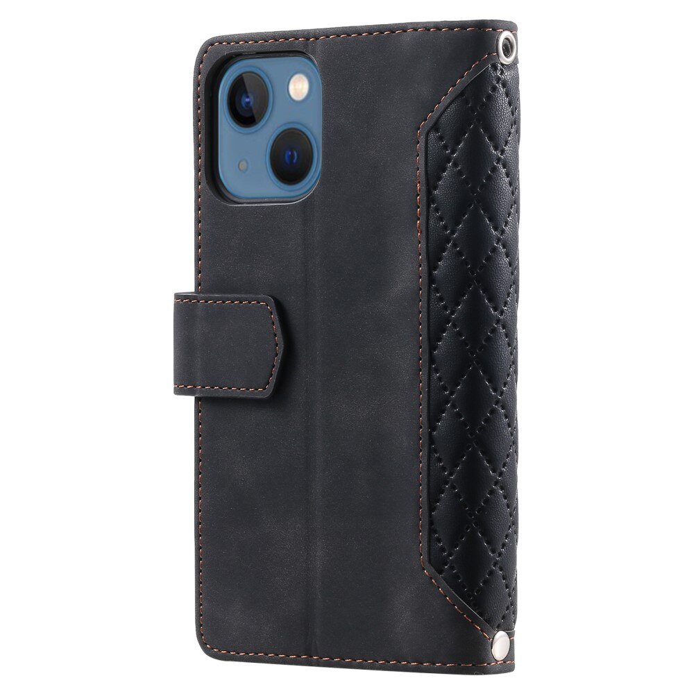 Plånboksväska iPhone 15 Plus Quilted Svart