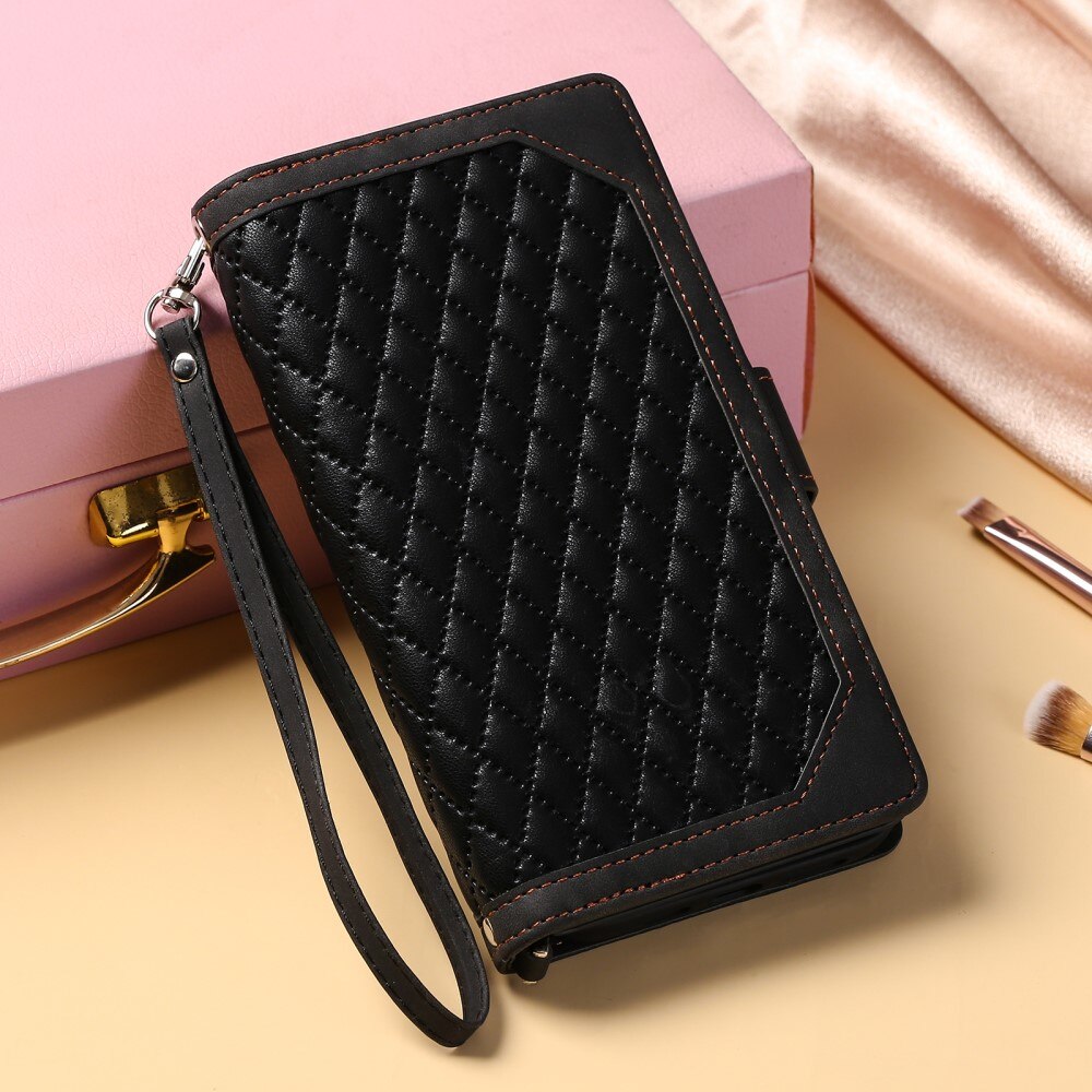 Plånboksväska iPhone 15 Plus Quilted Svart