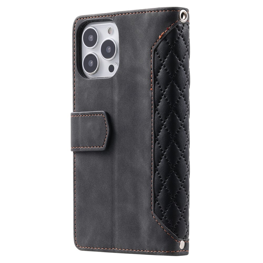 Plånboksväska iPhone 15 Pro Quilted svart