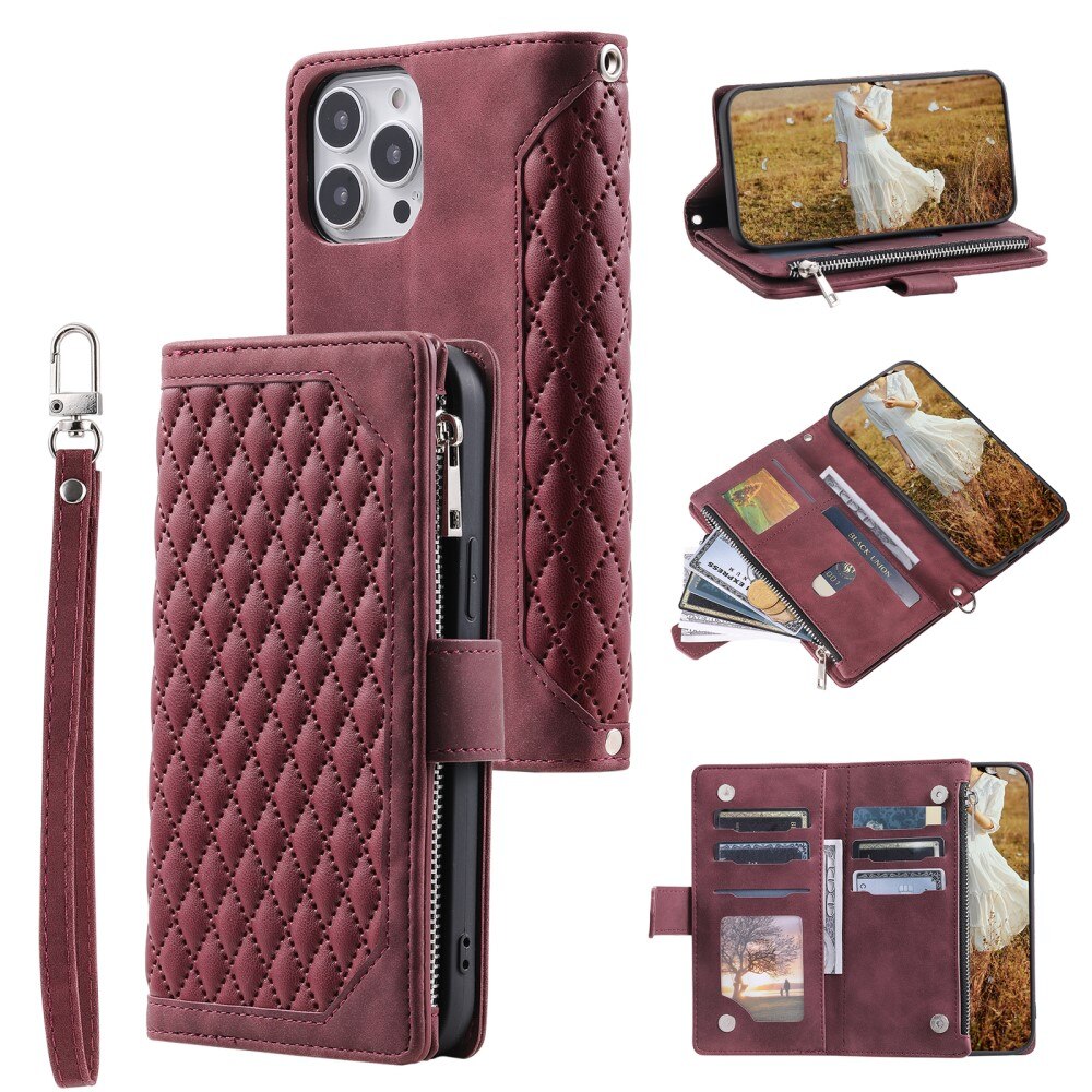 Plånboksväska iPhone 15 Pro Max Quilted Röd