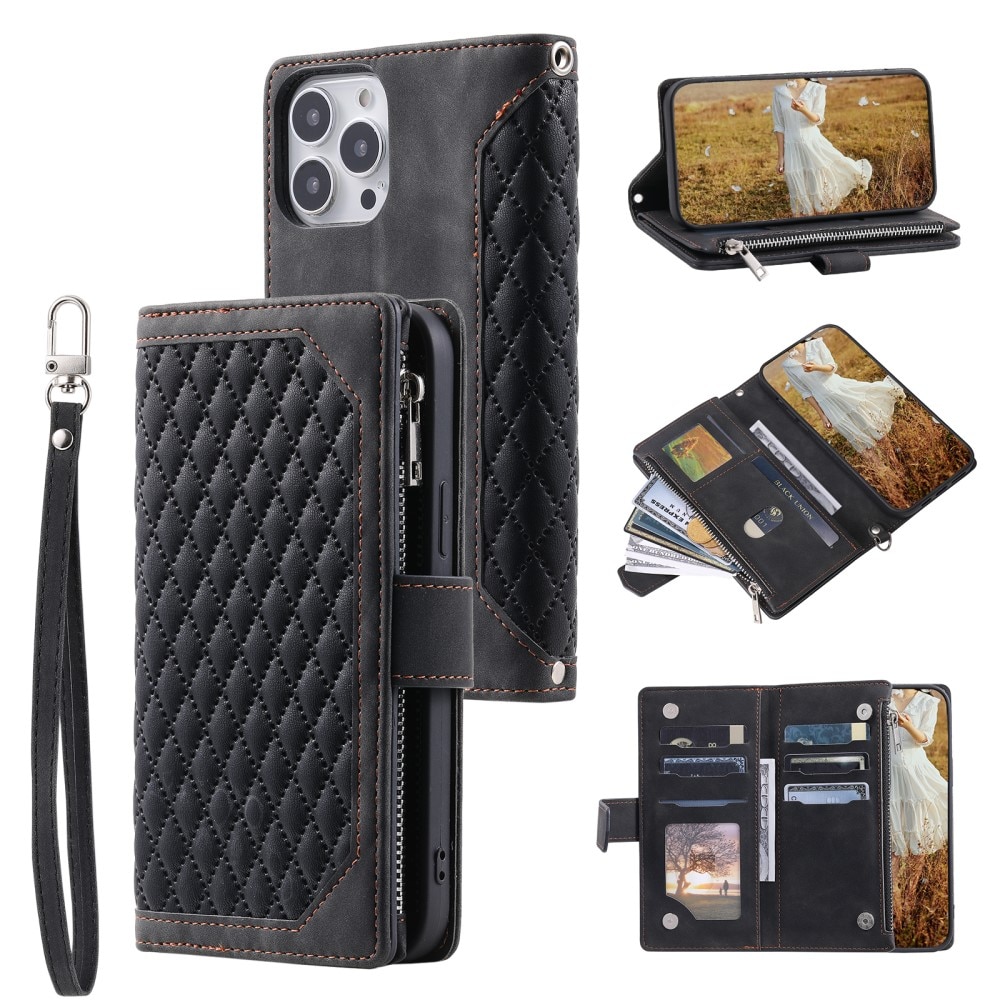 Plånboksväska iPhone 15 Pro Max Quilted svart