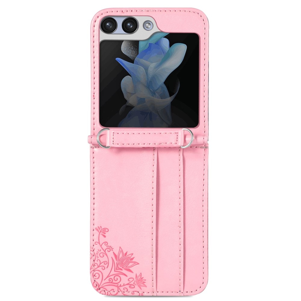 Läderfodral Fjärilar Samsung Galaxy Z Flip 5 rosa