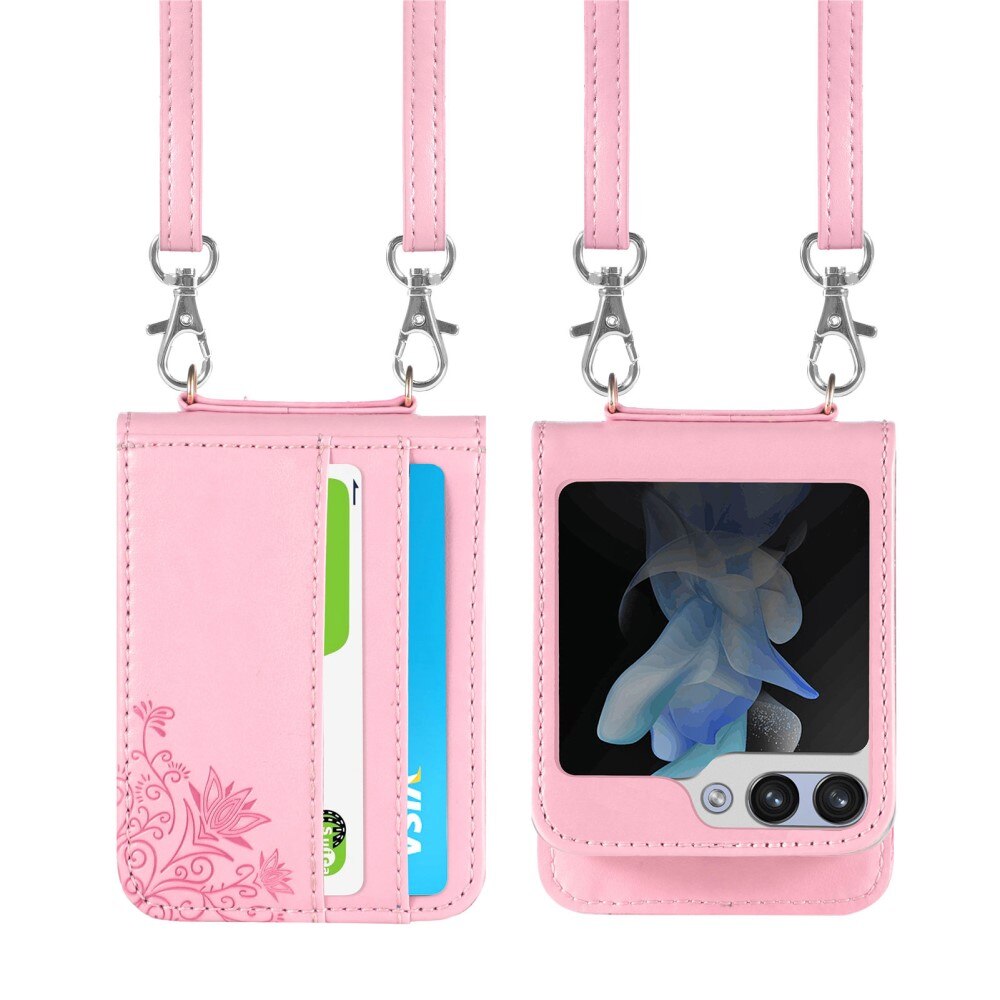 Läderfodral Fjärilar Samsung Galaxy Z Flip 5 rosa