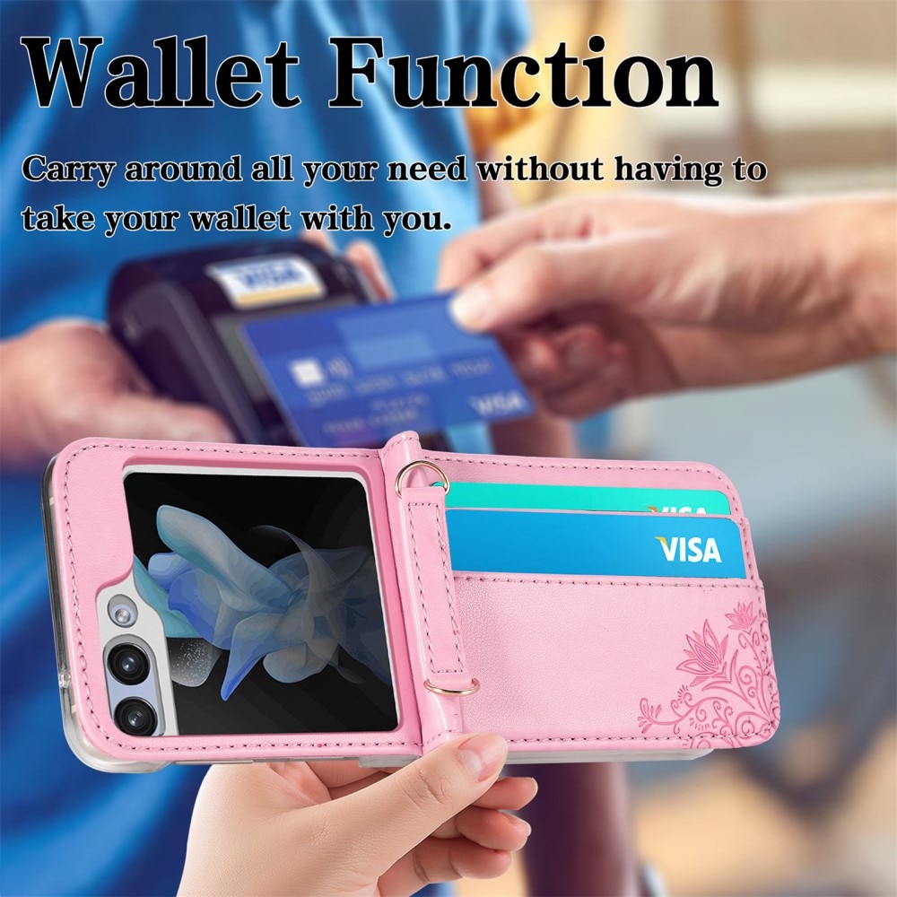 Läderfodral Fjärilar Samsung Galaxy Z Flip 5 rosa