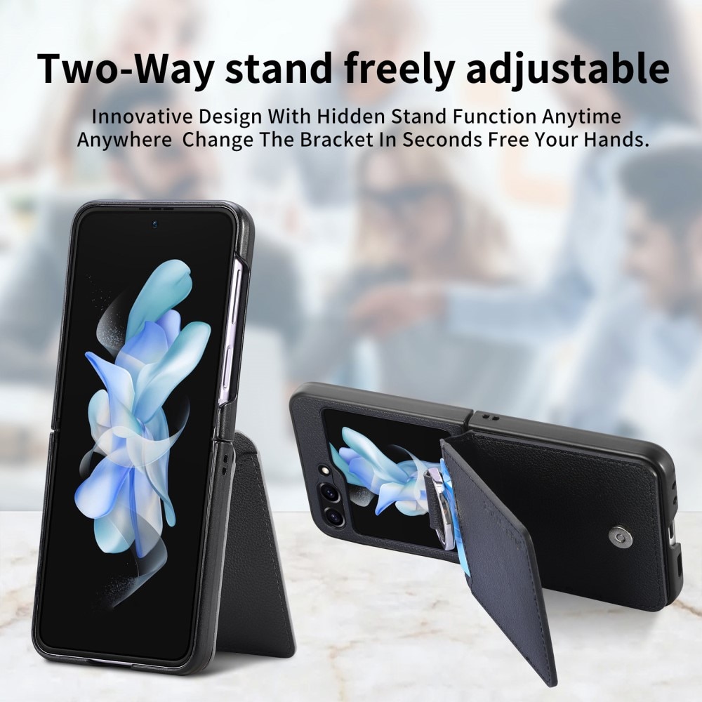 Samsung Galaxy Z Flip 5 Skal med Ringhållare + Kortfack svart