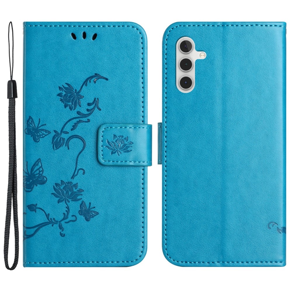 Läderfodral Fjärilar Samsung Galaxy S23 FE blå