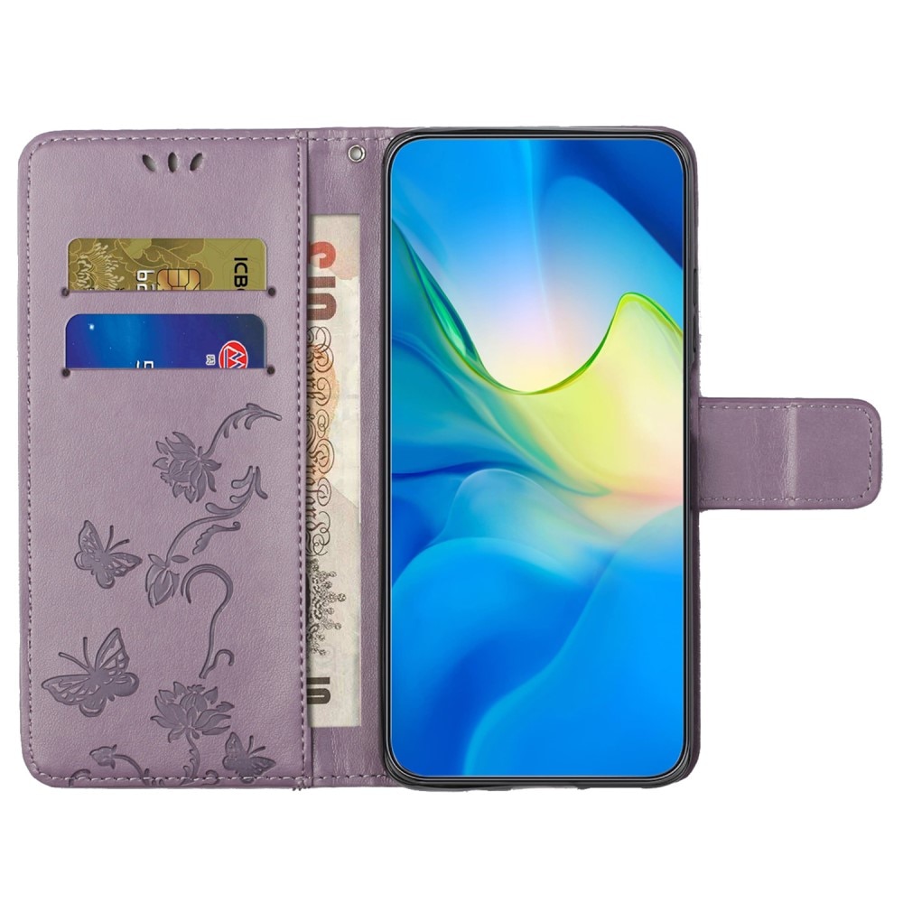 Läderfodral Fjärilar Samsung Galaxy S23 FE lila