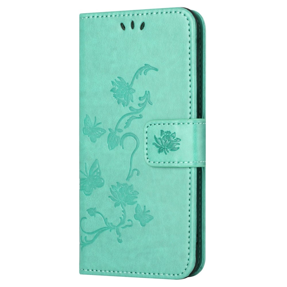Läderfodral Fjärilar Samsung Galaxy S23 FE grön