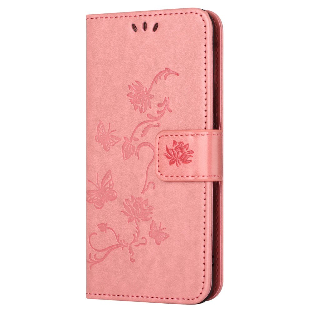 Läderfodral Fjärilar Samsung Galaxy S23 FE rosa