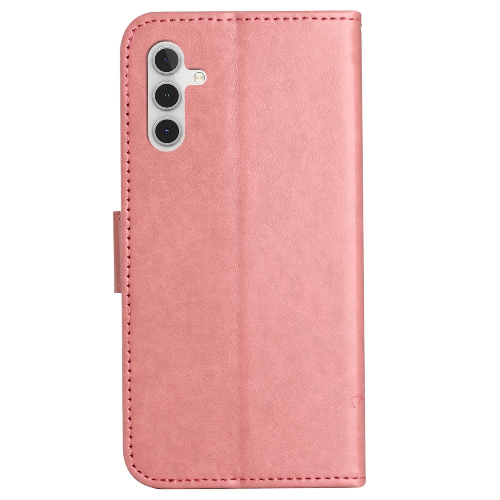 Läderfodral Fjärilar Samsung Galaxy S23 FE rosa