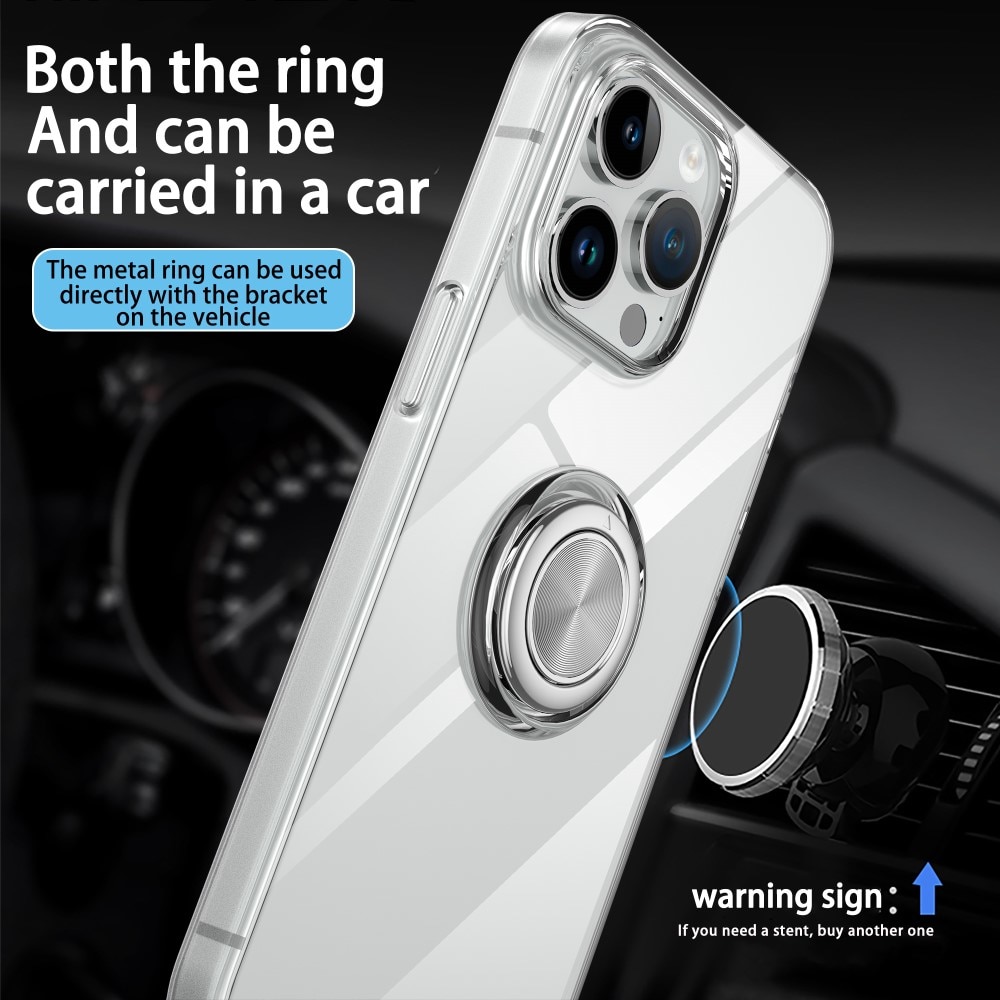 TPU Skal Finger Ring Kickstand iPhone 15 transparent