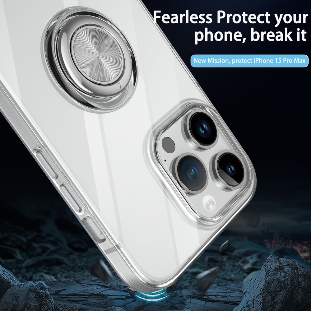 TPU Skal Finger Ring Kickstand iPhone 15 Pro Max transparent