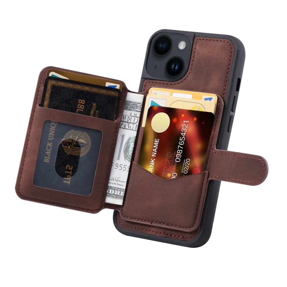 Skal Multi-slot RFID-skydd iPhone 15 Plus brun