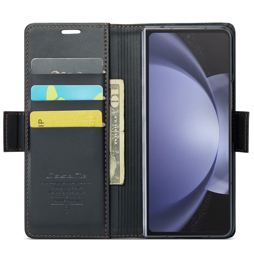 Slim Plånboksfodral RFID-skydd Samsung Galaxy Z Fold 5 svart