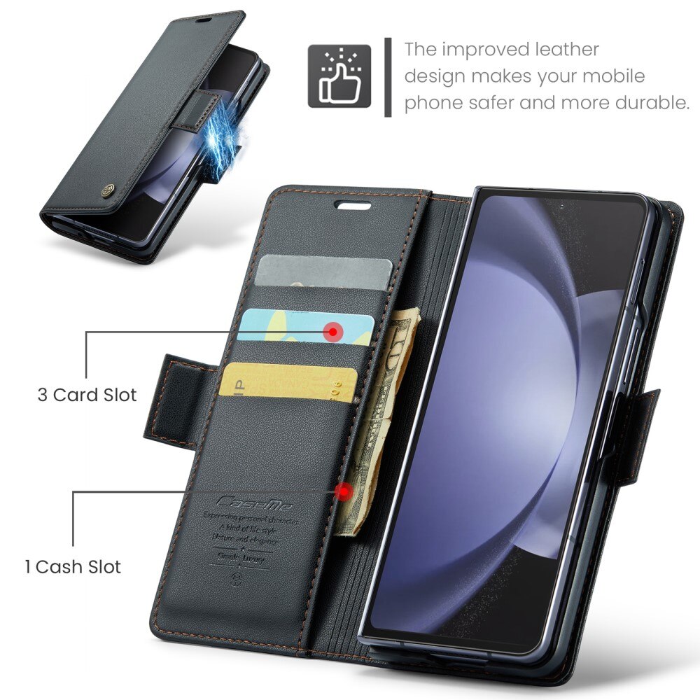 Slim Plånboksfodral RFID-skydd Samsung Galaxy Z Fold 5 svart