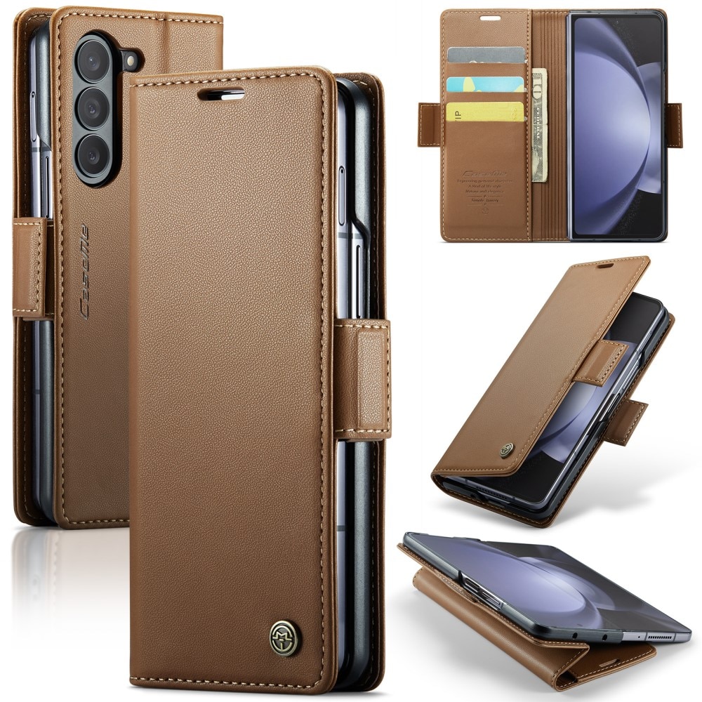 Slim Plånboksfodral RFID-skydd Samsung Galaxy Z Fold 5 brun