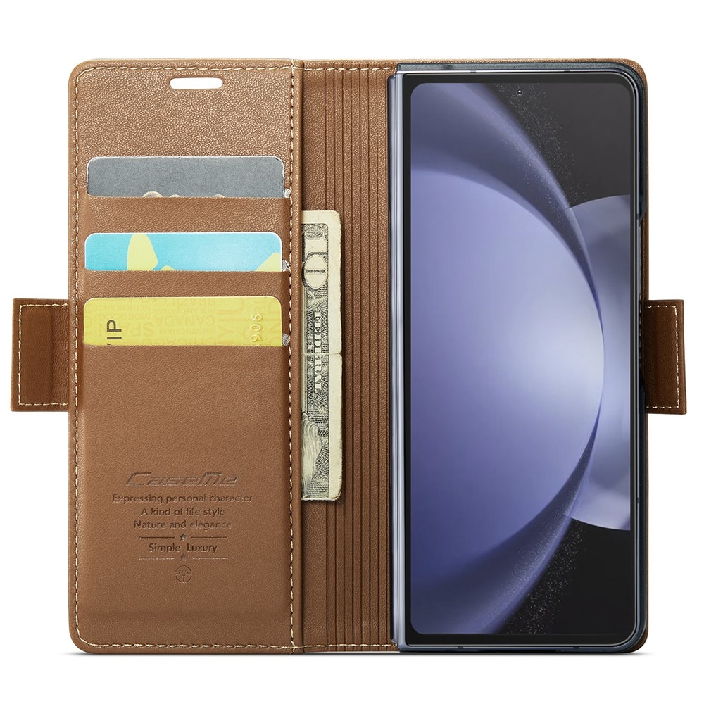 Slim Plånboksfodral RFID-skydd Samsung Galaxy Z Fold 5 brun