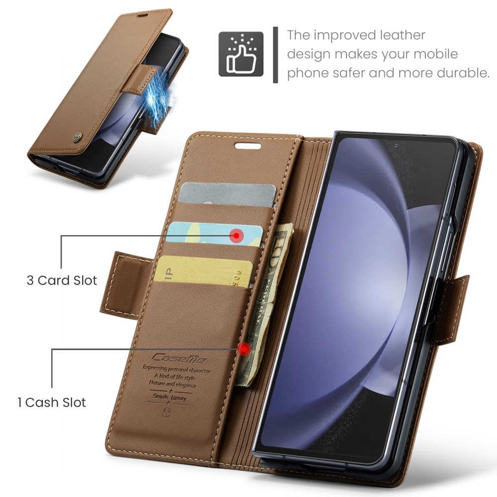 Slim Plånboksfodral RFID-skydd Samsung Galaxy Z Fold 5 brun