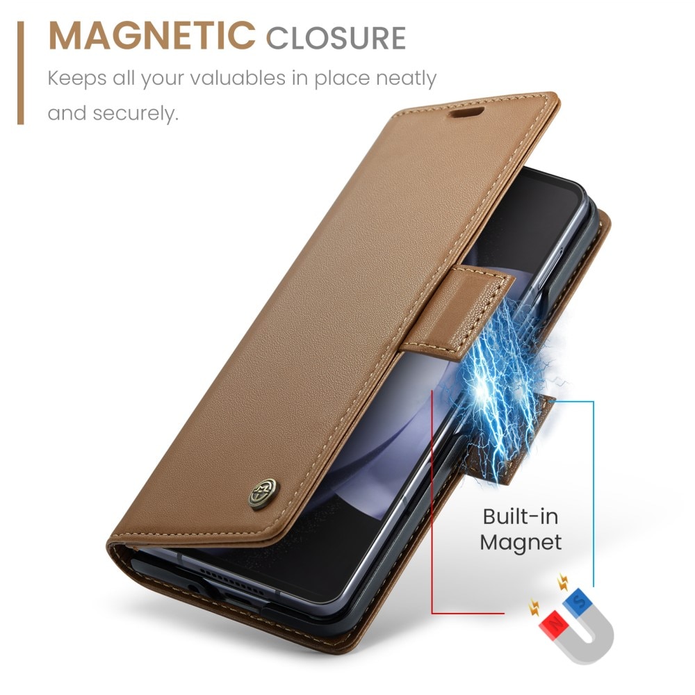 Slim Plånboksfodral RFID-skydd Samsung Galaxy Z Fold 5 brun