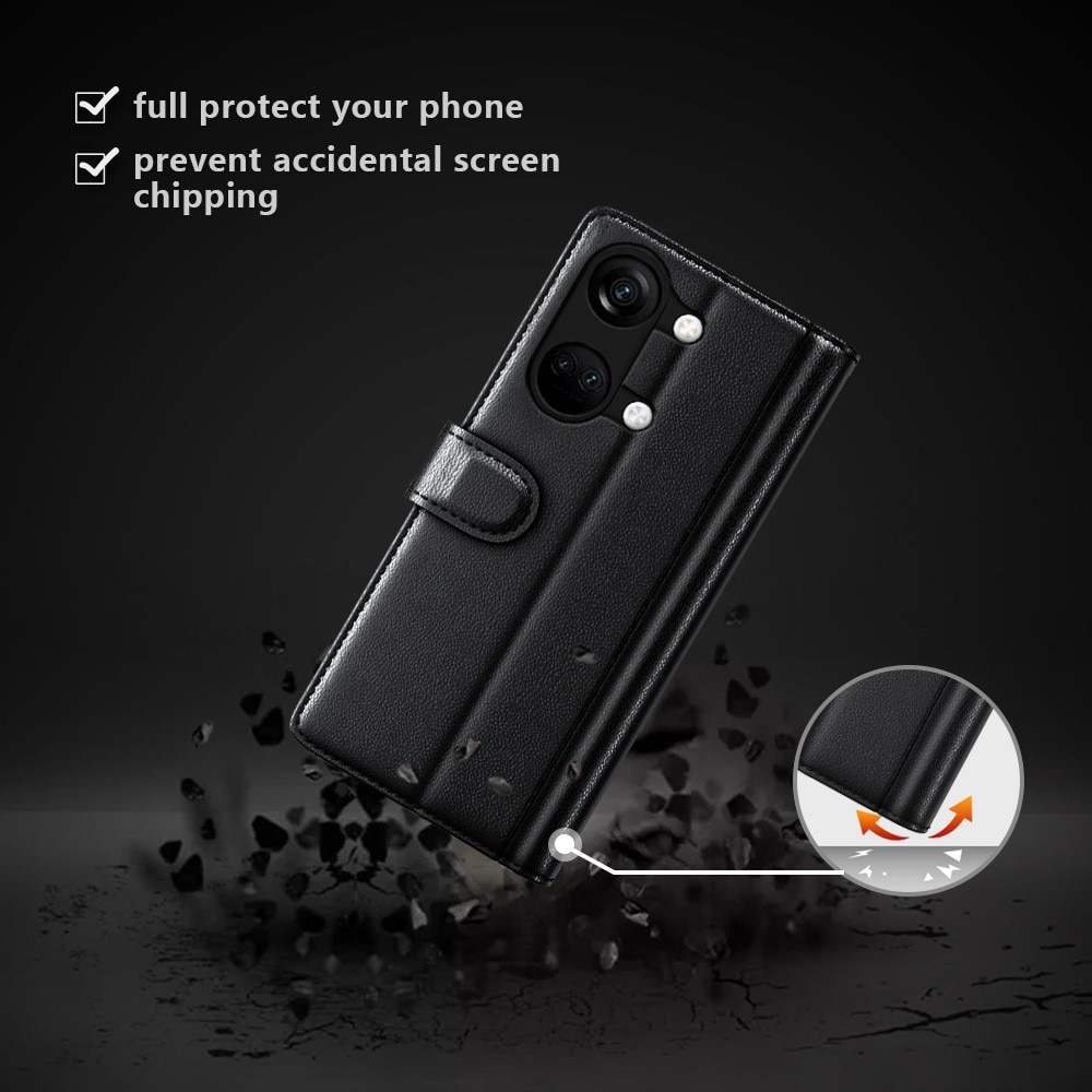 Äkta Läderfodral  OnePlus Nord 3 Svart
