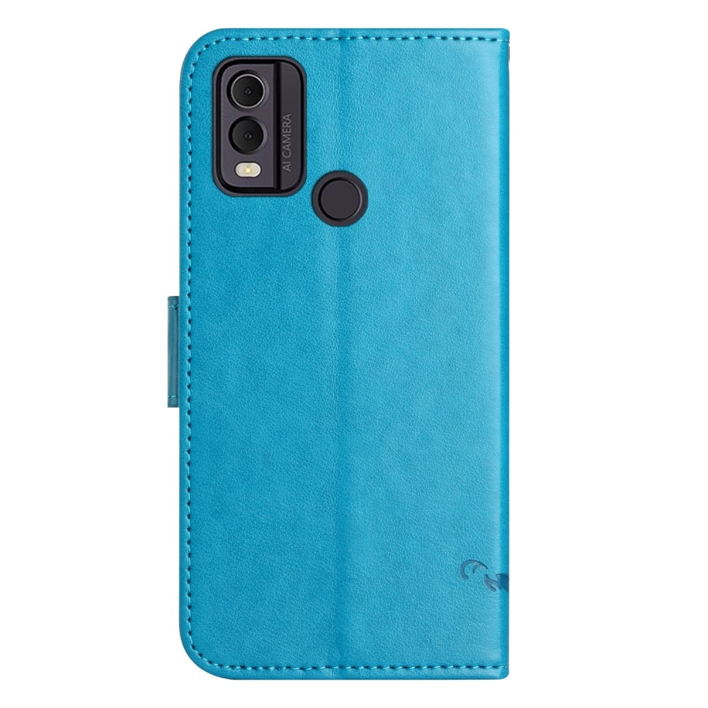Läderfodral Fjärilar  Nokia C32 Blå