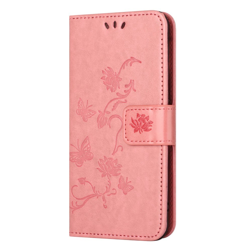 Läderfodral Fjärilar  Nokia C32 Rosa