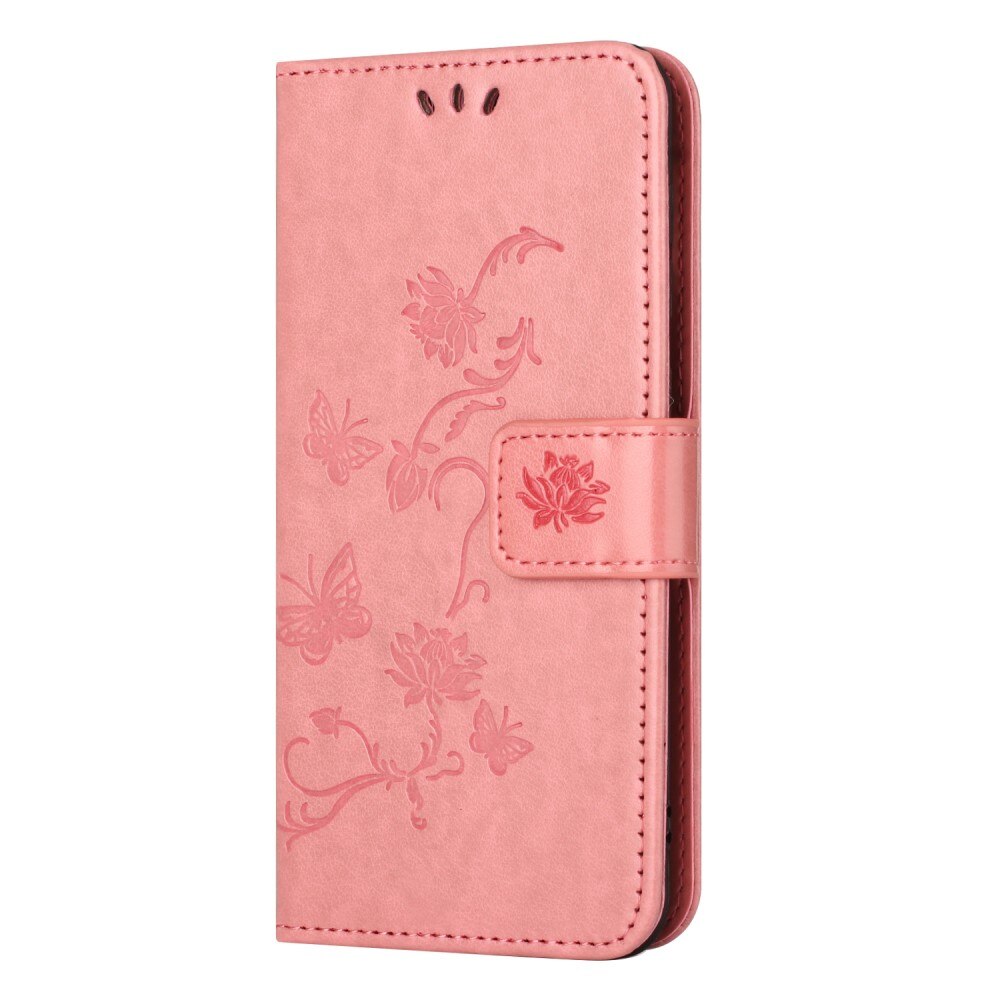 Läderfodral Fjärilar Nokia C22 rosa