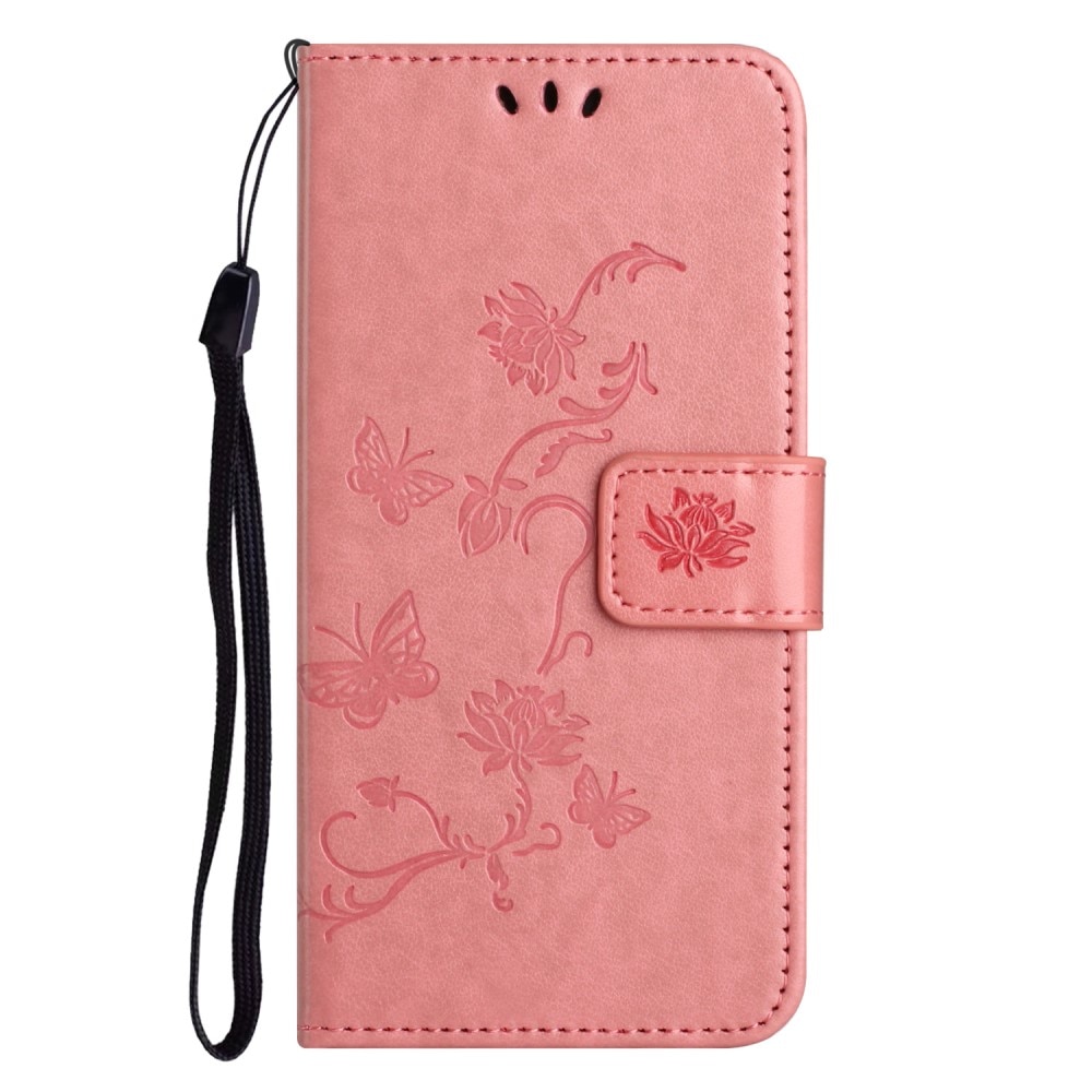 Läderfodral Fjärilar  Nokia C32 Rosa