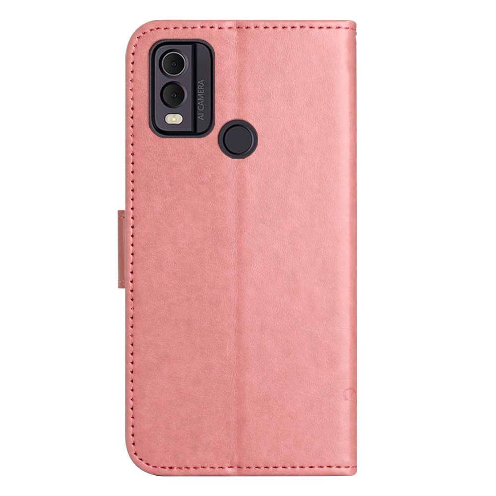 Läderfodral Fjärilar Nokia C22 rosa