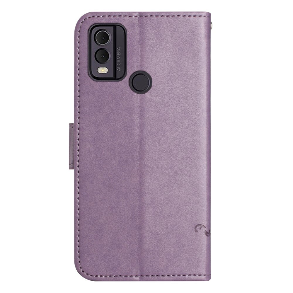 Läderfodral Fjärilar Nokia C22 lila