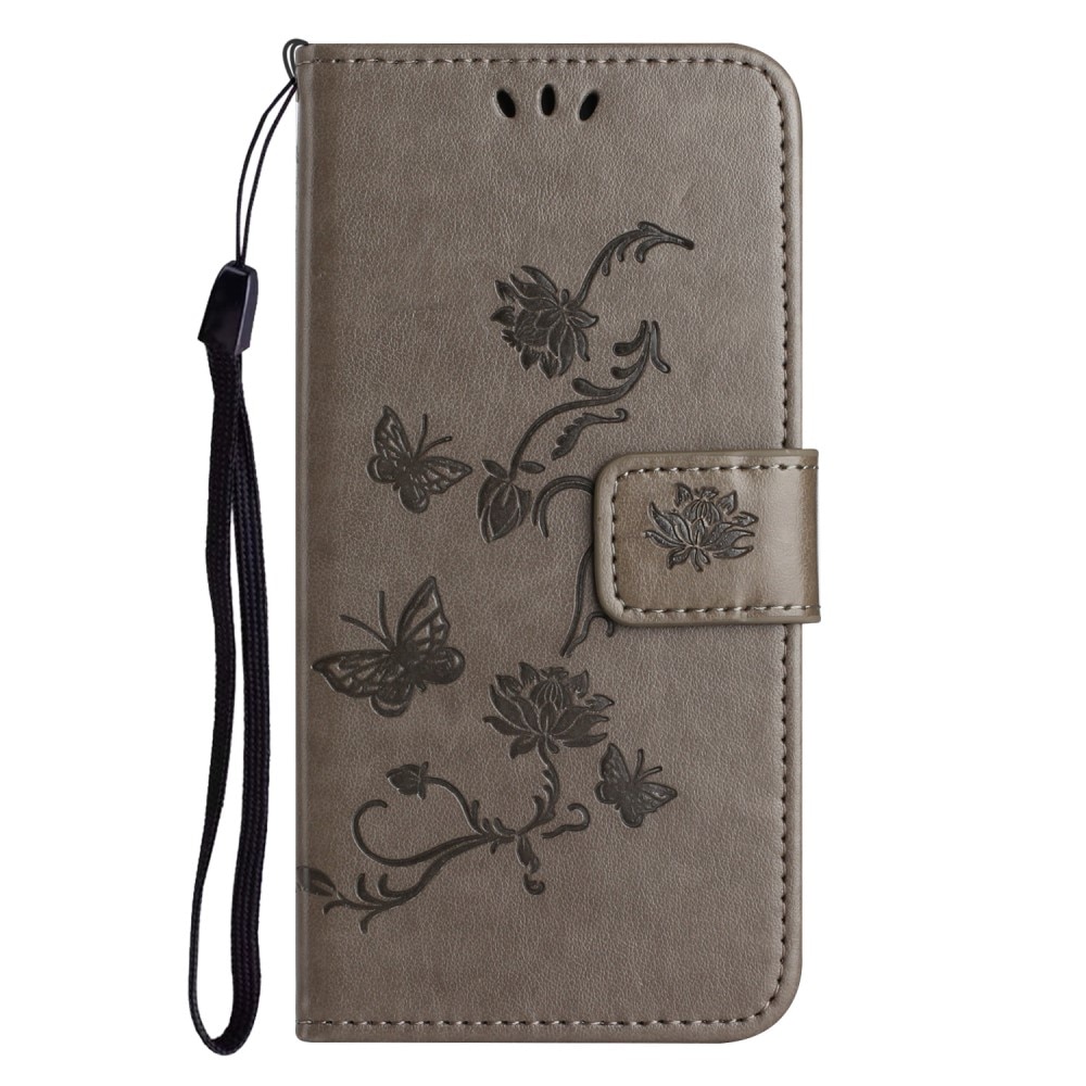 Läderfodral Fjärilar  Nokia C22 Grå