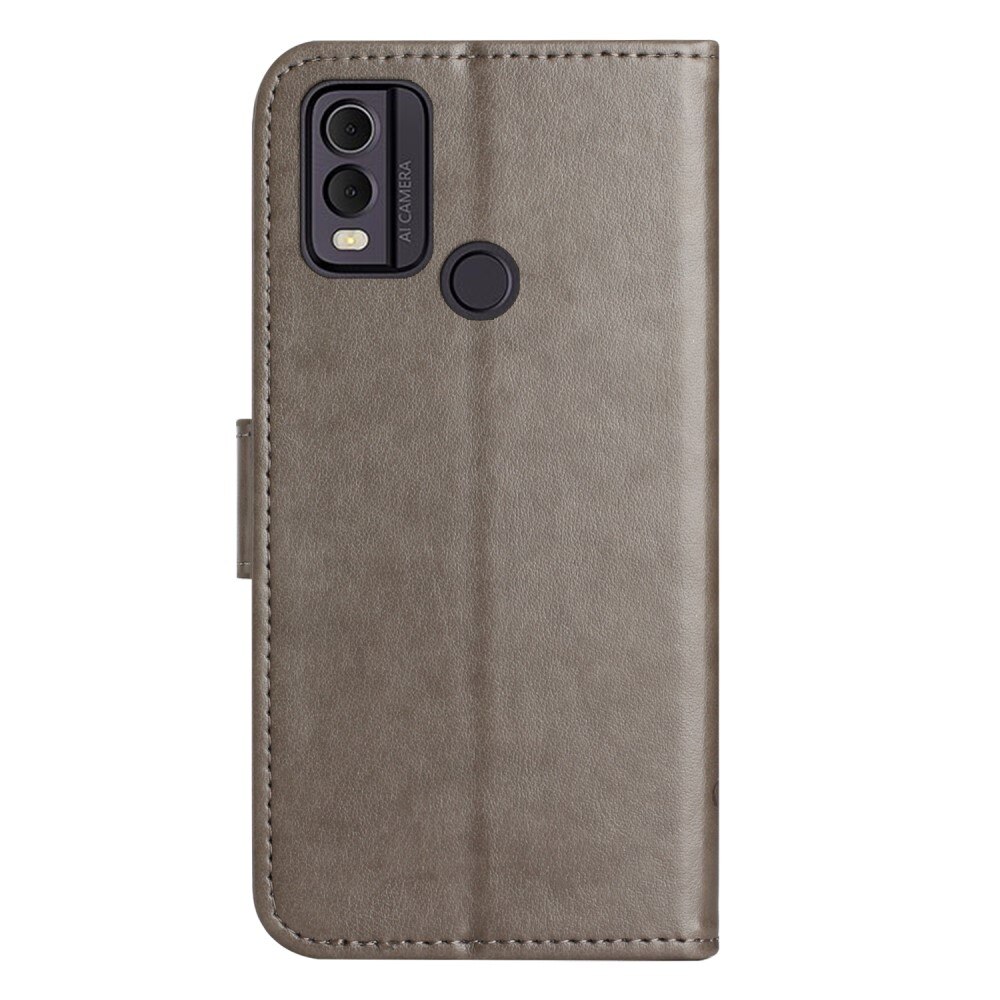 Läderfodral Fjärilar  Nokia C22 Grå